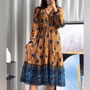 Ulla Johnson Romilly V-neck Floral Midi Dress